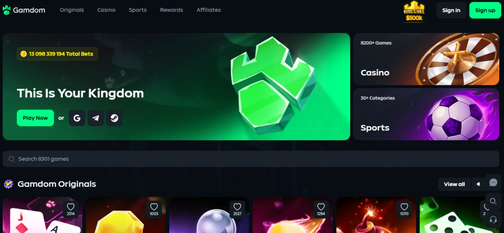 Gamdom Casino Screen